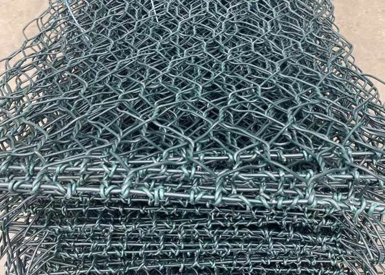 Dark Green PVC Coating 80x100mm Gabion Wire Mesh For Reinforcing The Riverway