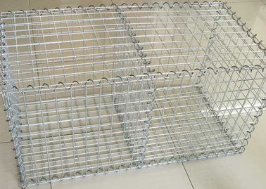 Flood Control Galfan Gabion Baskets / Silver Garden Gabion Basket Fence