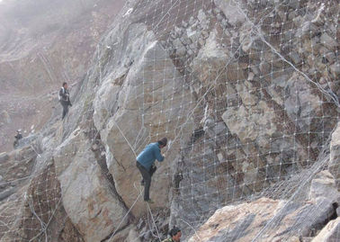 Square Hole Rockfall Protection Netting For Slope Protection / SNS Rope Netting