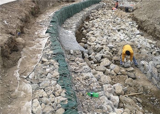 Galvanized Hexagonal Gabion Baskets For River Course And Embankment Protection