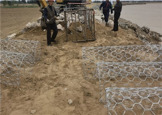 Galvanized Hexagonal Braided Gabion Baskets For Water And Soil Protection
