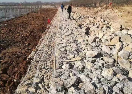 Eco Friendly Metal Gabion Baskets Silver Galvanized / PVC Coated