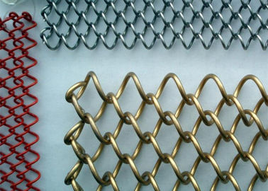 Decorative Metal Mesh Curtain Aluminum Gold 6mm X 6mm Customizable Room Divider