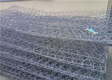 Pvc Coated Wire Rockfall Protection Netting , Metal Cage Filled With Rocks