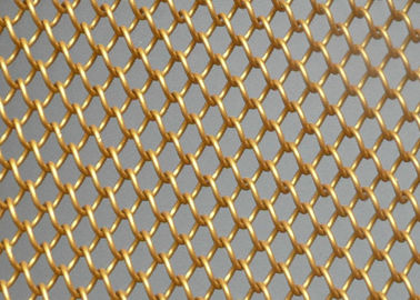 Decorative Metal Mesh Curtain Aluminum Gold 6mm X 6mm Customizable Room Divider