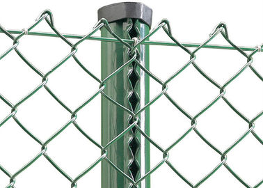 Carbon Steel Galvanized Chain Link Mesh Fence Diamond Pattern With Metal Round Post