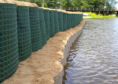 Long Life Welded itary Defensive Barriers / Gabion Mesh Box For Flood Control