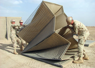 Welded Defensive Barrier / Defensive Bastion Gabion Mesh Box With Brown Geotextile For itary