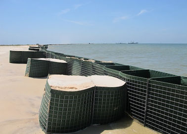 Square Hole itary Defensive Barriers Gabion Mesh Box With Green Geotextile