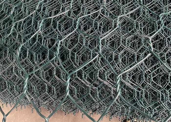 High Strength Dark Green PVC Coated Hexagonal Gabion Wire Mesh As Retaining Wall